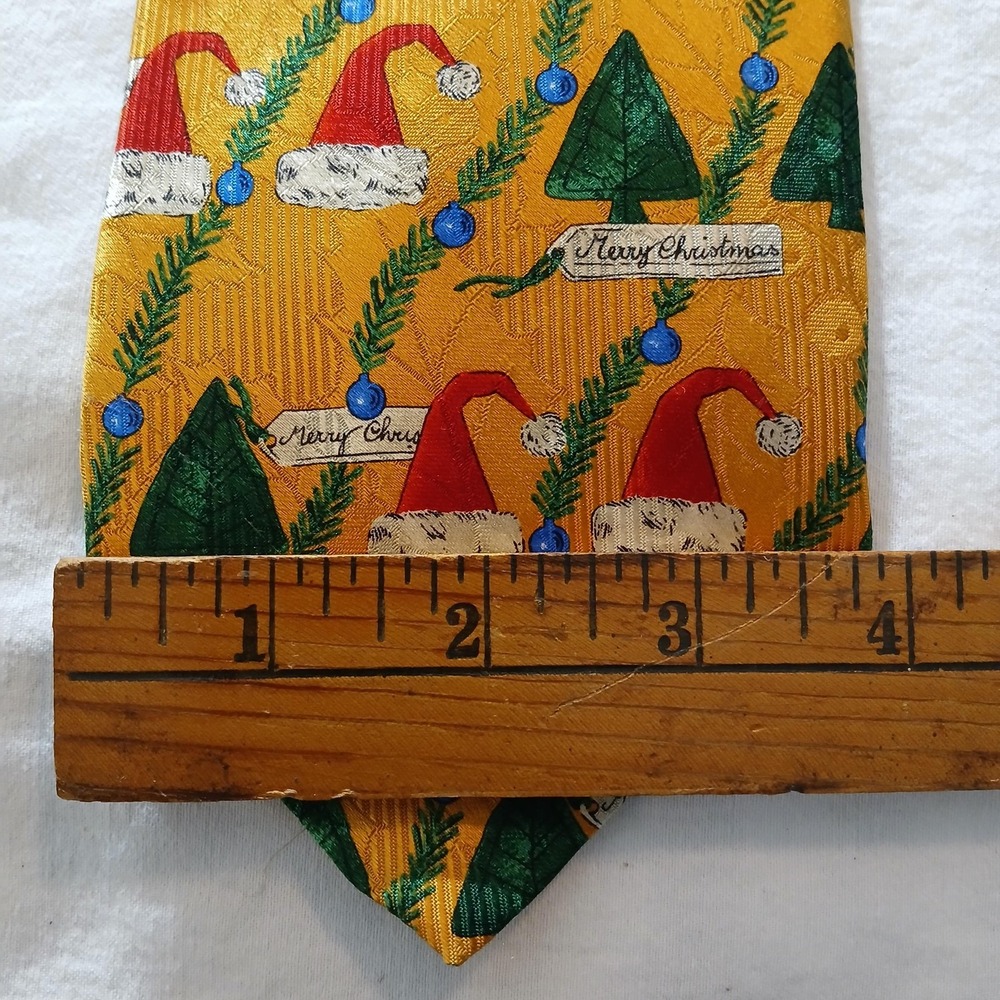 Robert Talbott Parisian Tie Mens Gold Silk Christmas Santa Tree Holiday‎ - Picture 4 of 8